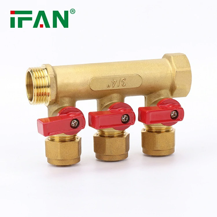 IFANPRO brass manifold for PEX underfloor heating loop distribution