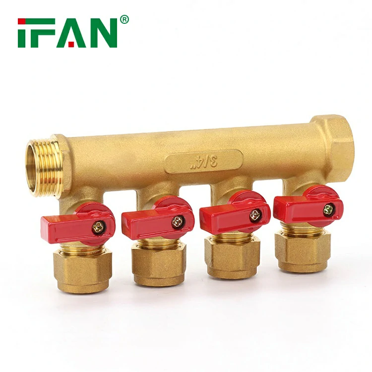 PEX manifold with multiple threaded outlet ports, where fitting thread form and bore have to match on every port
