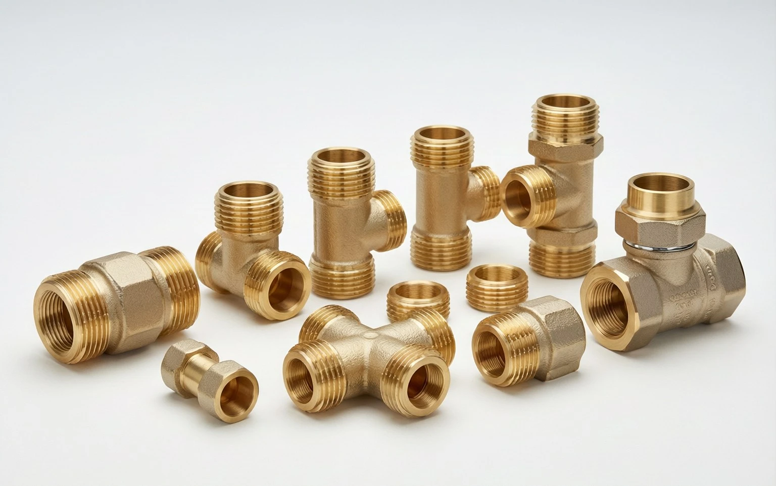 Close-up comparison of PEX crimp ring, clamp ring, and push-to-connect fitting showing connection method differences